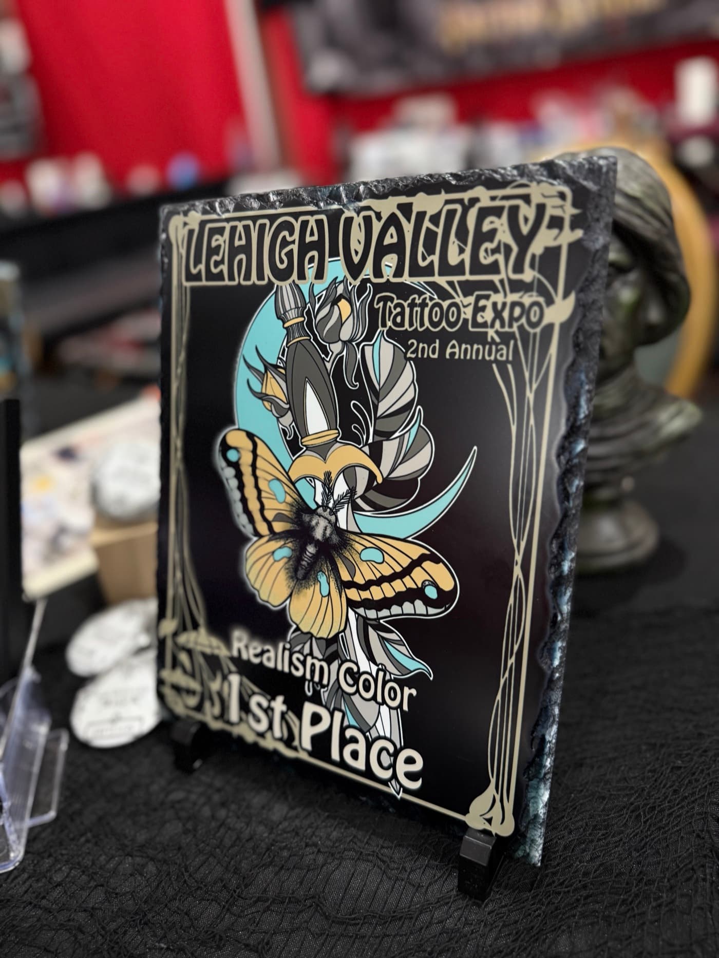 Lehigh Valley Tattoo Expo 1st Place, Realism Color award plaque